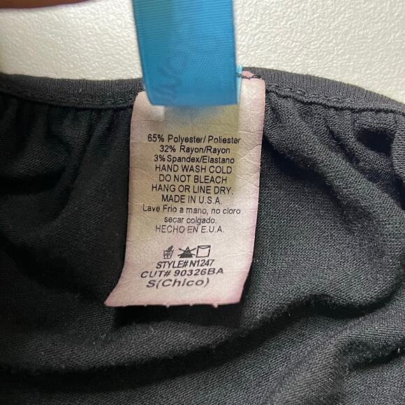 Annabelle One Shoulder Black Top Beaded Strap Metallic Floral Print Women Small - Picture 3 of 10